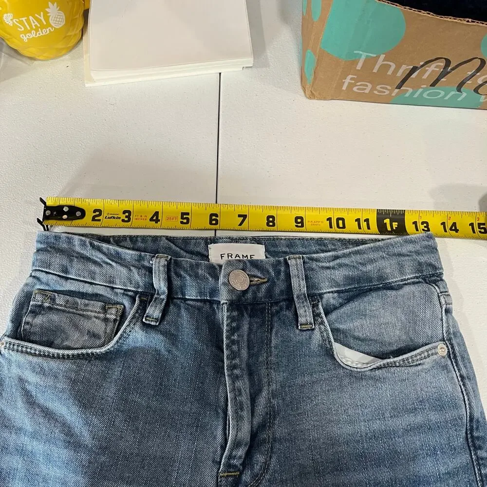 Frame Le Super High Crop Mini Boot Cut Jeans Womens Size 26 Raw Hem Medium Wash